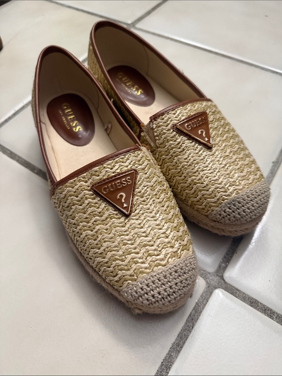 Guess Shoes - GUESS Beige and Brown Woven Espadrille Flats